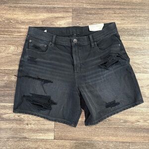 NWT American Eagle Black Bermuda 90s Boyfriend Jean Shorts 16 / 33w